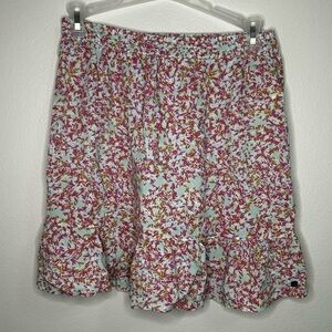 Roxy teal and pink floral patterned skirt